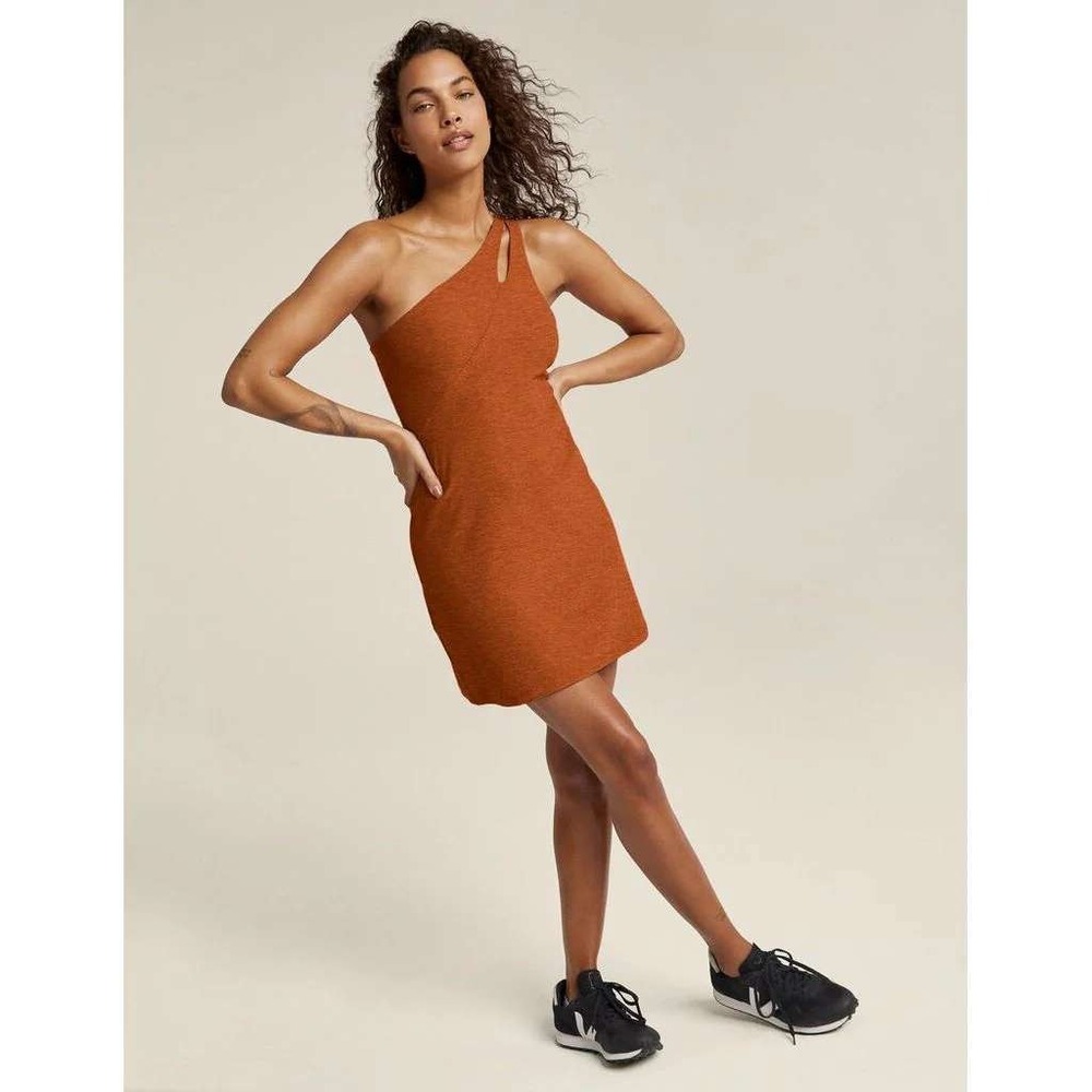Beyond Yoga Spacedye Lost Your Mind One Shoulder Mini Dress Size XL Burnt Orange